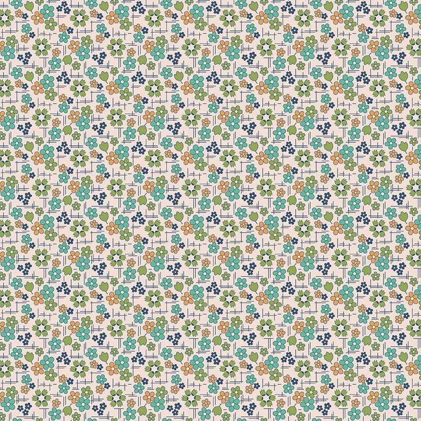 Pattern Daisy Sea Glass from The Farmer’s Daughter collection, designed by Lori Holt of Bee in My Bonnet for Riley Blake Designs, is a nostalgic and charming celebration of rural farm life. Inspired by Lori Holt’s family heritage, this 100% premium cotton collection evokes memories of simple times with a vibrant, vintage-inspired aesthetic.