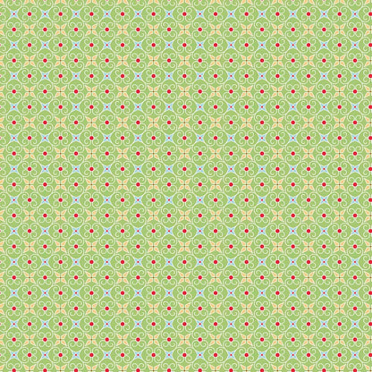 Pattern Wrapping Paper: A geometric, interlocking gift box and ribbon pattern with backgrounds: Blue, Green, and Yellow from the Cozy Christmas collection by Lori Holt for Riley Blake Designs is a vintage-inspired holiday line. It features festive motifs like snowmen, reindeer, recipes, and seasonal florals, typically produced in bright traditional colorways.
