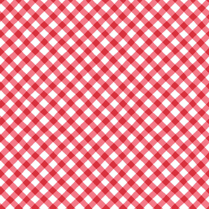 Pattern Classic Gingham in green, yellow, blue and red from The Sippin' on Sunshine collection by Kimberbell for Maywood Studio celebrates summer with playful picnic and warm-weather motifs. This collection features bright citrus slices, refreshing drinks, gingham checks, and ditsy florals across a vibrant palette of sky blue, lemon yellow, pink, and red.