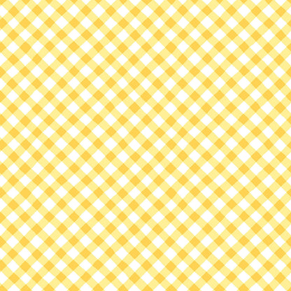 Pattern Classic Gingham in green, yellow, blue and red from The Sippin' on Sunshine collection by Kimberbell for Maywood Studio celebrates summer with playful picnic and warm-weather motifs. This collection features bright citrus slices, refreshing drinks, gingham checks, and ditsy florals across a vibrant palette of sky blue, lemon yellow, pink, and red.