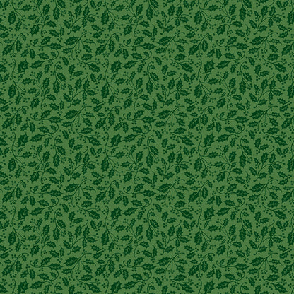 Pattern Holly Green from the Poinsettias at Christmas collection, designed by Jennifer Bosworth for Riley Blake Designs, is a gorgeous holiday fabric line. It blends traditional Christmas motifs with elegant, shimmering gold metallic foil accents. The 100% cotton fabrics are perfect for heirloom-style holiday quilts, tree skirts, stockings, table runners and so much more.