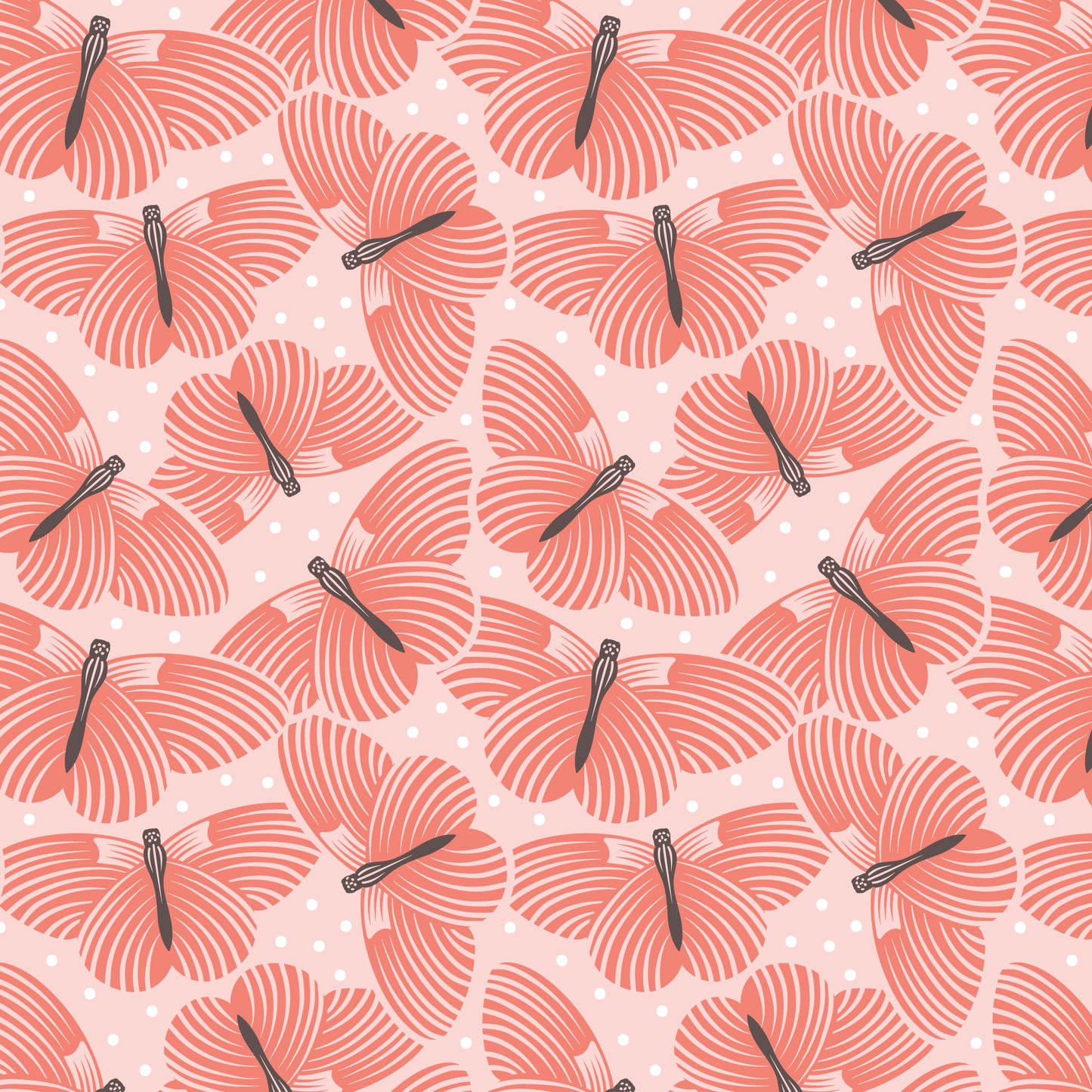Pattern In Flight (backgrounds in Turquoise, Coral, & Gray): A playful pattern showcasing butterflies fluttering amongst foliage from The Gardening Girl fabric collection by Hang Tight Studio for Cloud9 Fabrics is a 16-piece, 100% organic cotton collection inspired by springtime, blooming flowers, and the joy of gardening. The collection features a modern-yet-timeless aesthetic in a refreshing palette of coral, green, grey, and white.