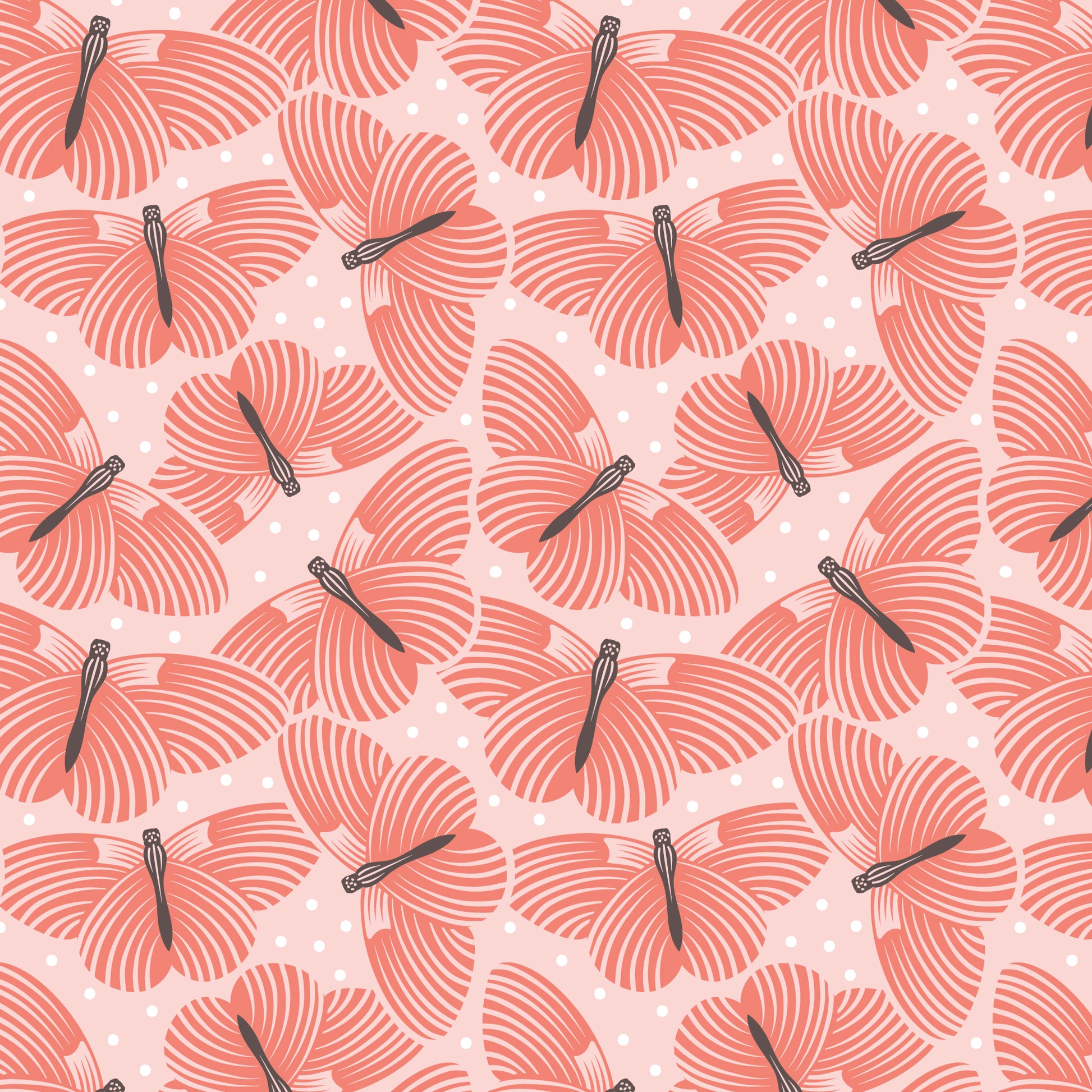 Pattern In Flight (backgrounds in Turquoise, Coral, & Gray): A playful pattern showcasing butterflies fluttering amongst foliage from The Gardening Girl fabric collection by Hang Tight Studio for Cloud9 Fabrics is a 16-piece, 100% organic cotton collection inspired by springtime, blooming flowers, and the joy of gardening. The collection features a modern-yet-timeless aesthetic in a refreshing palette of coral, green, grey, and white.