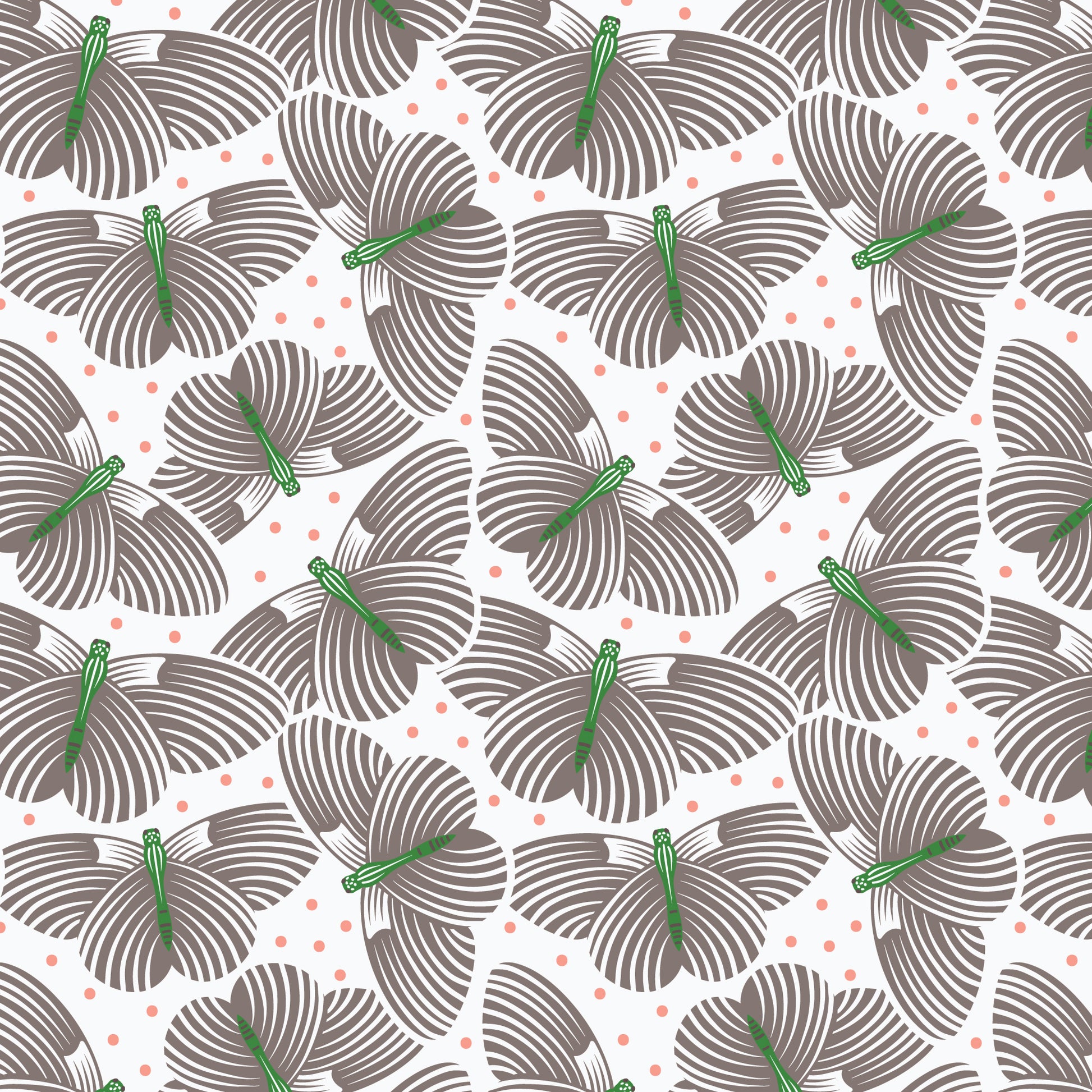 Pattern In Flight (backgrounds in Turquoise, Coral, & Gray): A playful pattern showcasing butterflies fluttering amongst foliage from The Gardening Girl fabric collection by Hang Tight Studio for Cloud9 Fabrics is a 16-piece, 100% organic cotton collection inspired by springtime, blooming flowers, and the joy of gardening. The collection features a modern-yet-timeless aesthetic in a refreshing palette of coral, green, grey, and white.