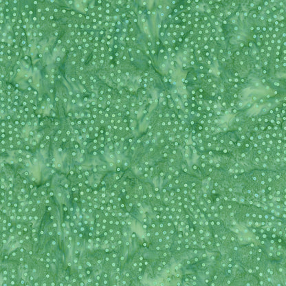 Pattern Jade from The Expressions Batiks - Ink & Nectar collection by Riley Blake Designs features authentic hand-dyed fabrics with double tjap designs. Known for their sophisticated texture, these cotton and rayon prints incorporate small pops of color over diverse background shades. These patterns frequently combine overlapping organic motifs like florals, leaves, and abstract line work onto these base colors.