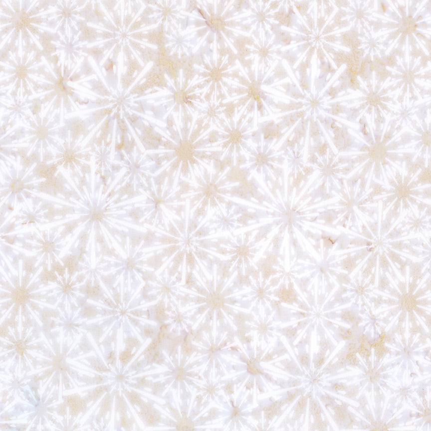 Pattern Oatmeal from The Expressions Batiks - Ink & Nectar collection by Riley Blake Designs features authentic hand-dyed fabrics with double tjap designs. Known for their sophisticated texture, these cotton and rayon prints incorporate small pops of color over diverse background shades. These patterns frequently combine overlapping organic motifs like florals, leaves, and abstract line work onto these base colors.