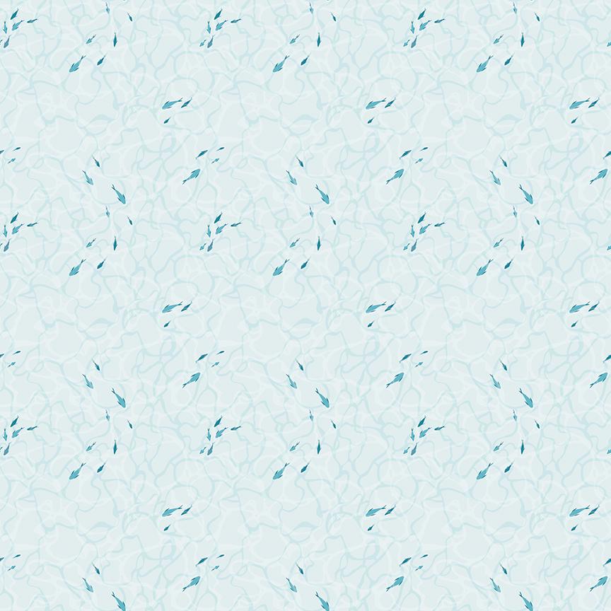Pattern Ocean floor from The Reef fabric collection by Corinne Wells for Riley Blake Designs features a vibrant, ocean-inspired theme perfect for quilting, apparel, and home decor. It showcases playful marine life in a coastal palette of breezy blues, deep teals, soft pinks, and powder hues.