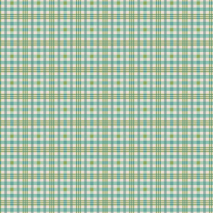 Pattern Plaid Sea Glass from The Farmer’s Daughter collection, designed by Lori Holt of Bee in My Bonnet for Riley Blake Designs, is a nostalgic and charming celebration of rural farm life. Inspired by Lori Holt’s family heritage, this 100% premium cotton collection evokes memories of simple times with a vibrant, vintage-inspired aesthetic.