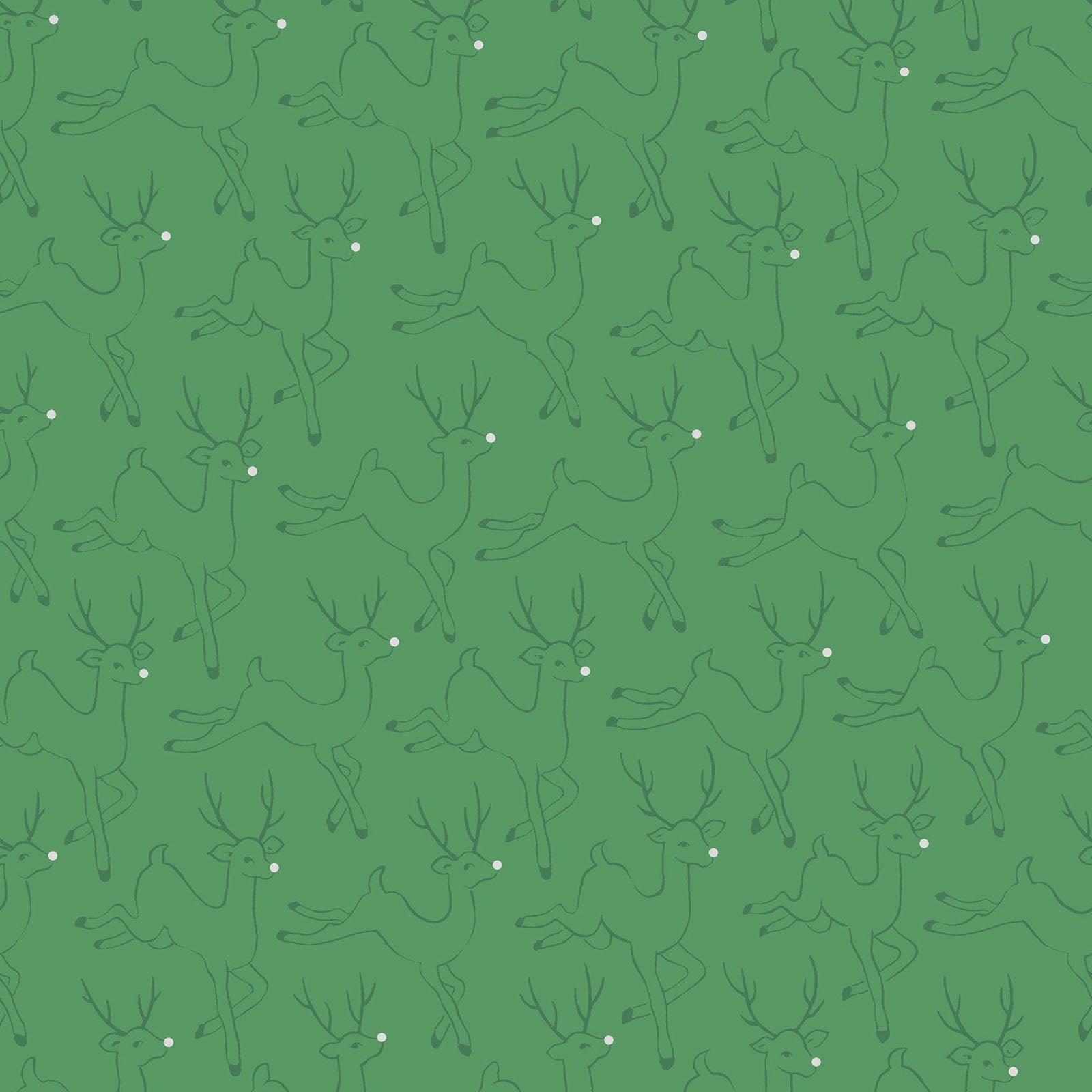 Pattern Prancing Reindeer: Features playful, prancing reindeer (often with shiny red noses) alongside scattered stars and metallic highlights, background Colors: Available in rich Red, deep Holly Green, and Snow White from The Merry Mix collection by Maywood Studio featuring a classic Christmas color palette of snow white, berry red, and holly green. It is characterized by nostalgic holiday motifs, prancing reindeer, and florals, all elevated with shimmering metallic gold and silver accent