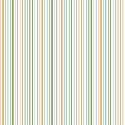 Pattern Stripes multi colored from The Guess How Much I Love You 2026 fabric collection by Anita Jeram for Clothworks Fabrics features a cozy, Christmas-themed holiday twist. It centers around Big Nutbrown Hare and Little Nutbrown Hare. The collection includes holiday motifs like bunny-snowmen, mistletoe, holly, and winter scenes.