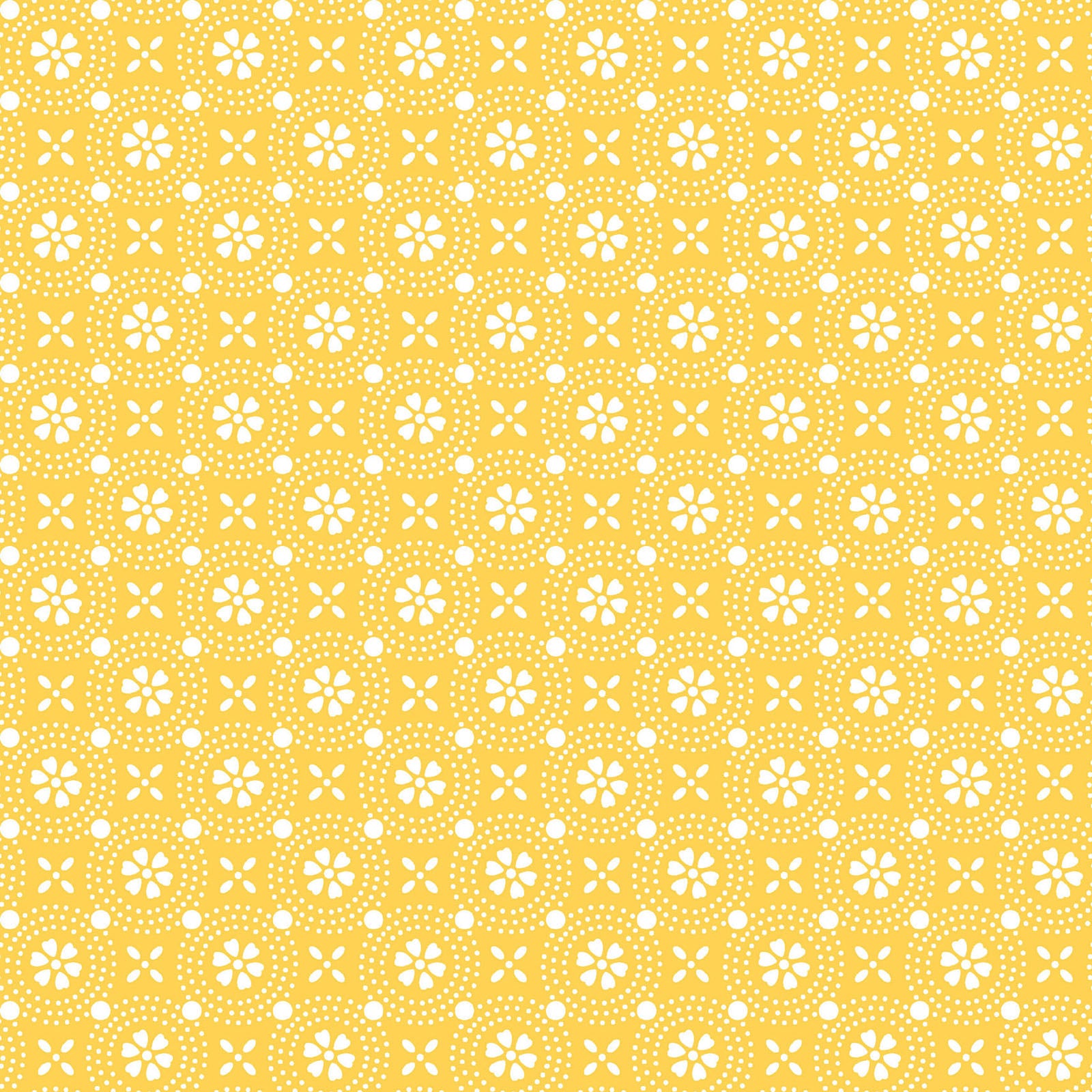 Pattern Stylized Florals: A sharp, geometric rendering of stylized blossoms from The Sippin' on Sunshine collection by Kimberbell for Maywood Studio celebrates summer with playful picnic and warm-weather motifs. This collection features bright citrus slices, refreshing drinks, gingham checks, and ditsy florals across a vibrant palette of sky blue, lemon yellow, pink, and red.