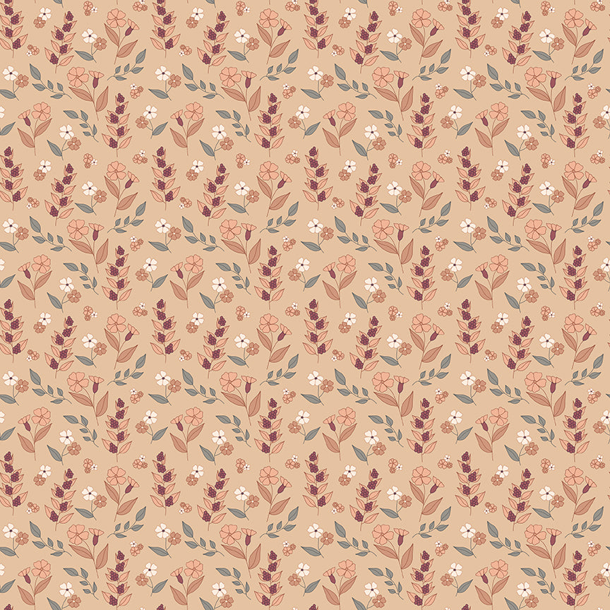 Pattern autumn floral beige from the Evening on the Prairie for riley Blake designs