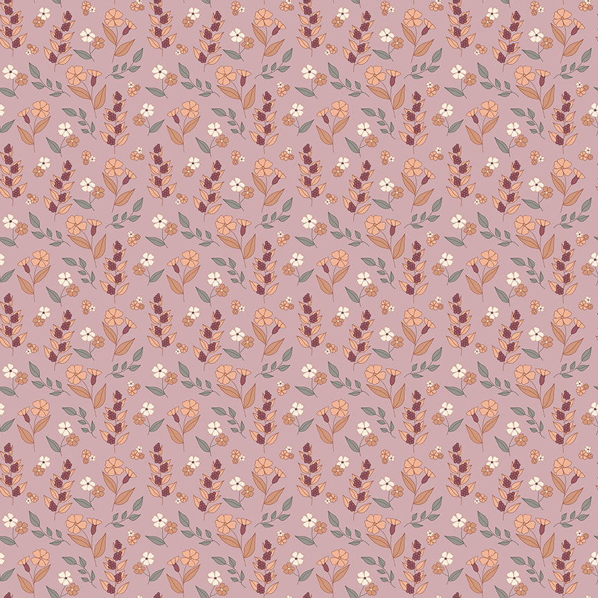Pattern autumn floral mauve from the Evening on the Prairie for riley Blake designs