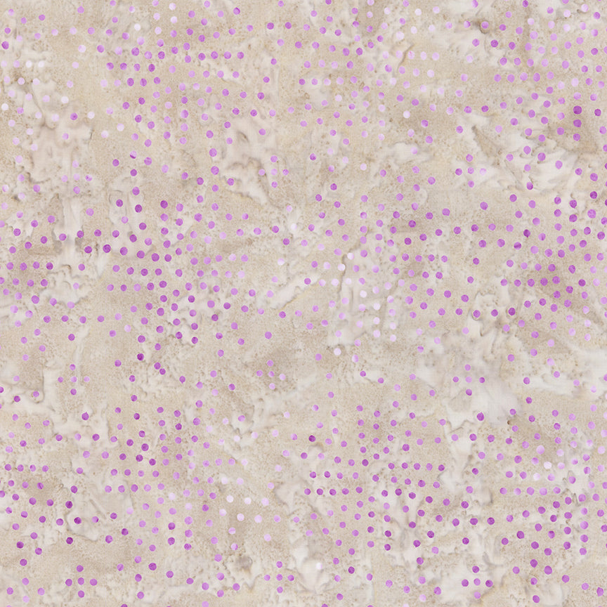 Pattern disco party from The Expressions Batiks - Ink & Nectar collection by Riley Blake Designs features authentic hand-dyed fabrics with double tjap designs. Known for their sophisticated texture, these cotton and rayon prints incorporate small pops of color over diverse background shades. These patterns frequently combine overlapping organic motifs like florals, leaves, and abstract line work onto these base colors.