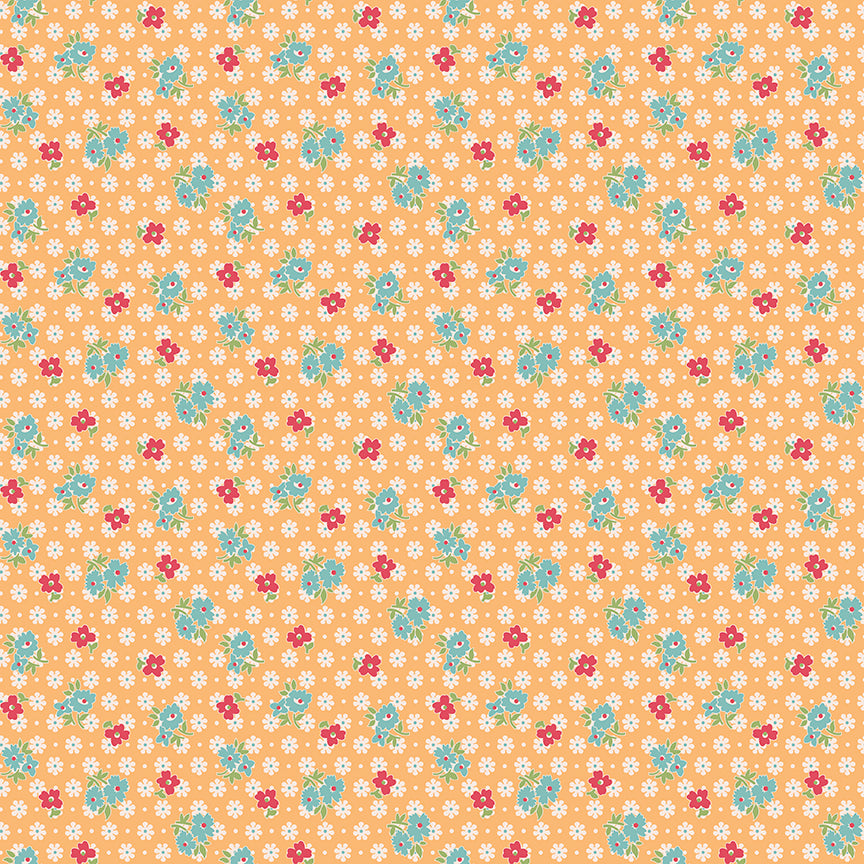 Pattern feedsack Marigold from The Farmer’s Daughter collection, designed by Lori Holt of Bee in My Bonnet for Riley Blake Designs, is a nostalgic and charming celebration of rural farm life. Inspired by Lori Holt’s family heritage, this 100% premium cotton collection evokes memories of simple times with a vibrant, vintage-inspired aesthetic