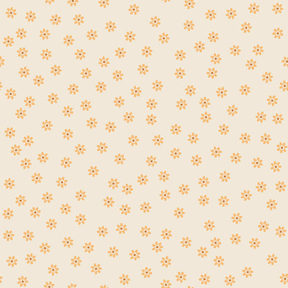 Pattern from the Denim &  Daisy collection by Lori Holt of Bee in my Bonnet for Riley Blake Designs. The collection pairs classic denim blues with cheerful daisy yellows, warm mustard golds and soft creamy / white backgrounds. It blends vintage-inspired ditsy florals, geometric prints, checks, and true woven denim yardage.