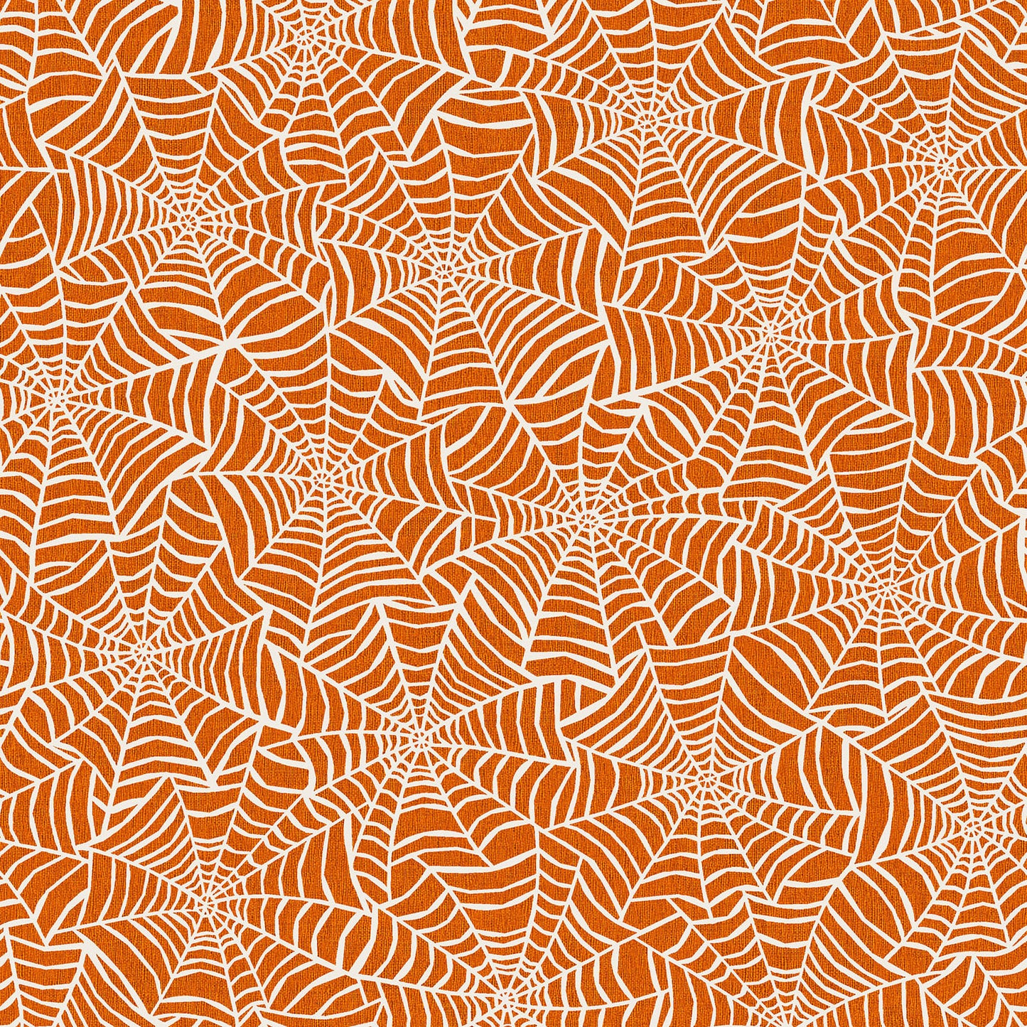 Pattern from the Pumpkin Grove fabric Collection Spider Webs: An allover tossed spider web texture. Backgrounds: Available in Black, Orange, and Cream.. The Collection by Maywood Studio is a rustic, farmhouse-inspired Halloween line featuring sophisticated seasonal palette and includes22 patterns characterized by textured backgrounds and classic spooky motifs