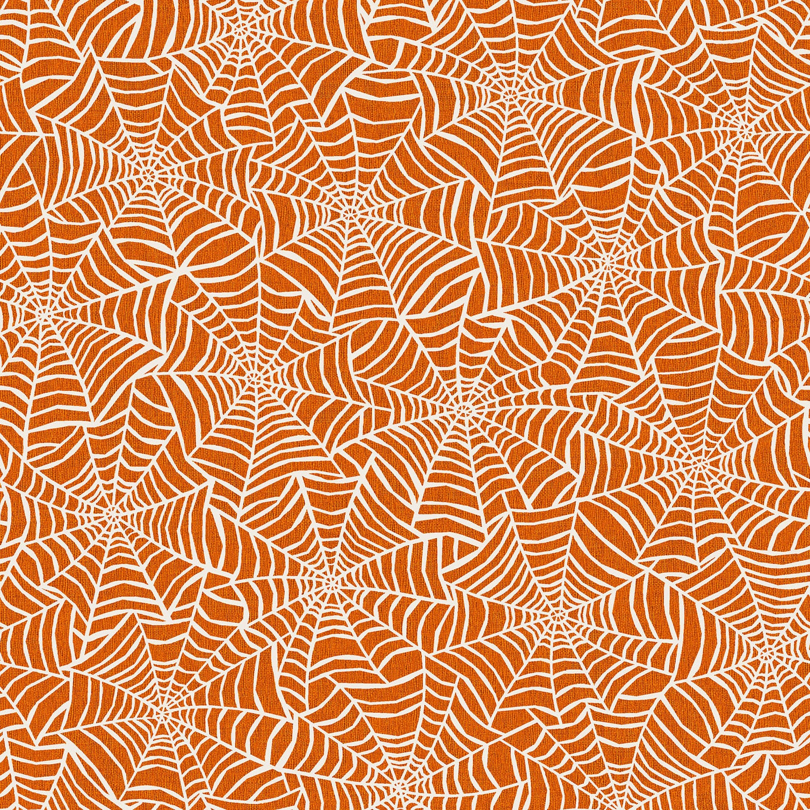 Pattern from the Pumpkin Grove fabric Collection Spider Webs: An allover tossed spider web texture. Backgrounds: Available in Black, Orange, and Cream.. The Collection by Maywood Studio is a rustic, farmhouse-inspired Halloween line featuring sophisticated seasonal palette and includes22 patterns characterized by textured backgrounds and classic spooky motifs