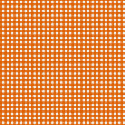 Pattern from the Pumpkin Grove fabric Collection Classic Gingham: A timeless rustic plaid coordinate. Backgrounds: Available in Black, Orange, and Cream.  The Collection by Maywood Studio is a rustic, farmhouse-inspired Halloween line featuring sophisticated seasonal palette and includes22 patterns characterized by textured backgrounds and classic spooky motifs