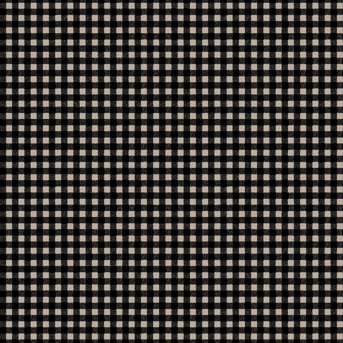 Pattern from the Pumpkin Grove fabric Collection Classic Gingham : A timeless rustic plaid coordinate. Backgrounds: Available in Black, Orange, and Cream.  The Collection by Maywood Studio is a rustic, farmhouse-inspired Halloween line featuring sophisticated seasonal palette and includes22 patterns characterized by textured backgrounds and classic spooky motifs
