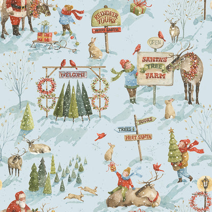 Pattern main blue from the Santa's Tree Farm collecti