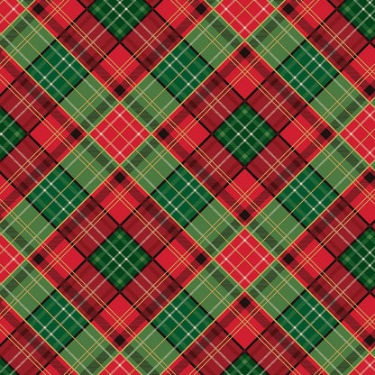 Patterns Plaid Red Green and Multi Foils from the Poinsettias at Christmas collection, designed by Jennifer Bosworth for Riley Blake Designs, is a gorgeous holiday fabric line. It blends traditional Christmas motifs with elegant, shimmering gold metallic foil accents. The 100% cotton fabrics are perfect for heirloom-style holiday quilts, tree skirts, stockings, table runners and so much more.