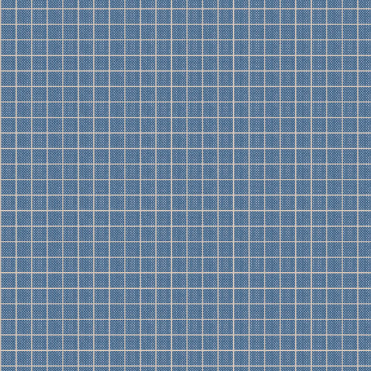 Pattern Plaid Blue (160072/1.5.9): A woven plaid design in blue, great for contrast in quilting. from The Tilda "Creating Memories" Summer & Ocean Blues collection is designed by Tone Finnanger, featuring a curated selection of 16 fabrics (a mix of prints and wovens) inspired by the sea and summer days. The collection emphasizes blues, white, and hints of ginger/saffron, characterized by small-scale designs like ditsy flowers, stripes, and dots.