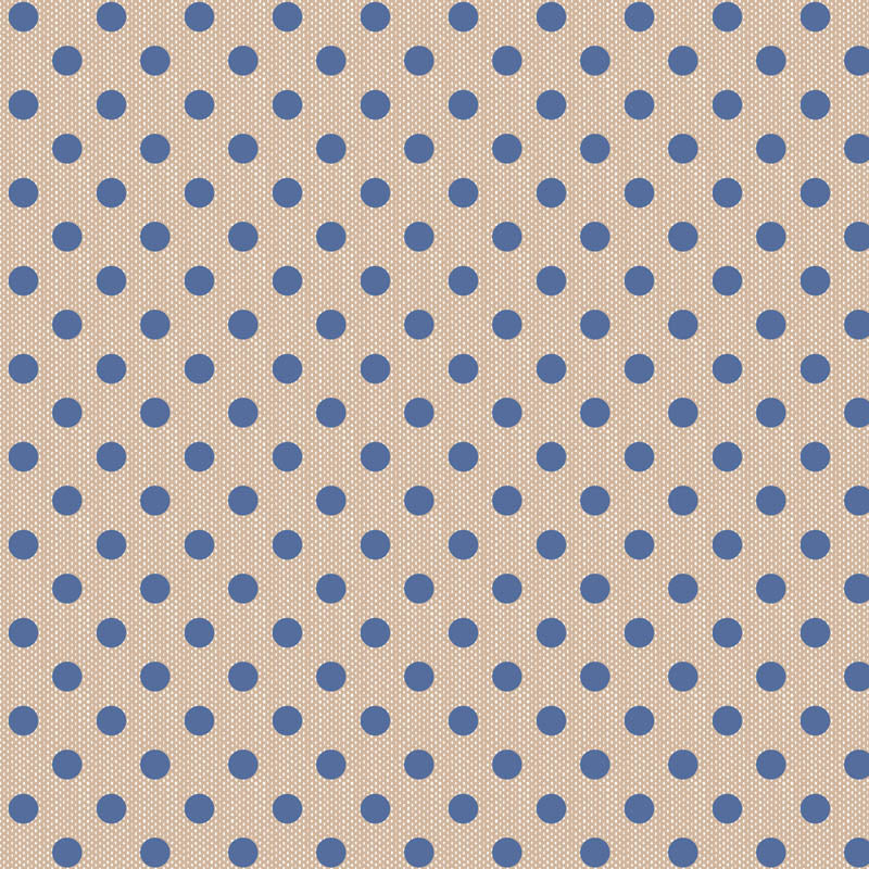 Pattern Woven Polkadot Blue (160071/1.5.9): A woven fabric featuring a small, subtle polka dot pattern from The Tilda "Creating Memories" Summer & Ocean Blues collection is designed by Tone Finnanger, featuring a curated selection of 16 fabrics (a mix of prints and wovens) inspired by the sea and summer days. The collection emphasizes blues, white, and hints of ginger/saffron, characterized by small-scale designs like ditsy flowers, stripes, and dots.
