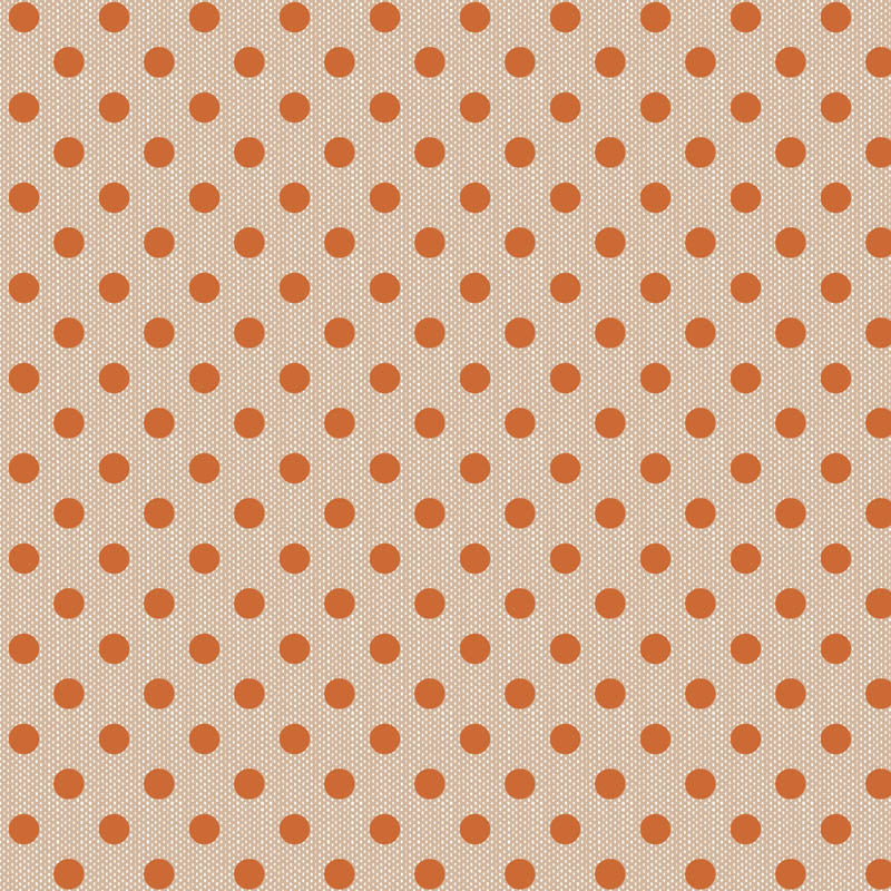 Pattern Polka Dot Ginger (160078): A charming, classic dot print in a warm ginger shade from The Tilda Creating Memories Autumn collection (part of the Seasonal Basics range) features 16 small-patterned fabrics in warm tones of ginger, saffron, brown, and rust, with touches of blue-grey and khaki. Designed by Tone Finnanger, the collection blends 9 printed and 7 woven cotton designs—including dainty florals, delicate stripes, and timeless plaids—ideal for quilting, softies, and  crafting.