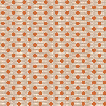 Pattern Polka Dot Ginger (160078): A charming, classic dot print in a warm ginger shade from The Tilda Creating Memories Autumn collection (part of the Seasonal Basics range) features 16 small-patterned fabrics in warm tones of ginger, saffron, brown, and rust, with touches of blue-grey and khaki. Designed by Tone Finnanger, the collection blends 9 printed and 7 woven cotton designs—including dainty florals, delicate stripes, and timeless plaids—ideal for quilting, softies, and  crafting.