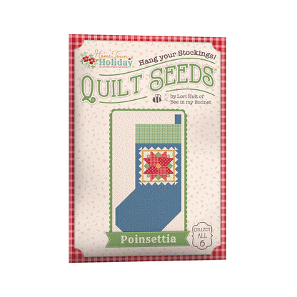The Home Town Holiday Quilt Seeds™ Patterns by Lori Holt of Bee in my Bonnet is a pattern series for 6 different stocking quilt blocks. Each seed packet has instructions to make 1 block – all you have to do is add fabric. A paper pattern is included in each packet. No templates are required. Each block finishes at 22" x 40" and uses traditional piecing techniques.  Tutorial available You Tube Lori Holt  the Home Town Holiday Quilt Seeds™   Seed packet size is approximately 6 1/2" x 9 1/2".