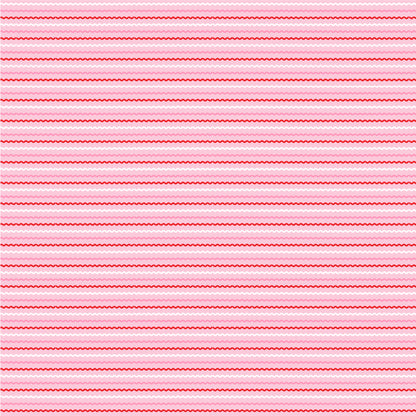fabric pattern Ric Rac: A playful, zigzag stripe resembling classic ric-rac trim. Available in White, Red, and Aqua colorways  from the The Smitten Chicken collection by Lori Woods for Poppie Cotton is a cheerful, countryside-inspired fabric line. It features a lively color palette of red, pink, aqua, and white. It is ideal for quilts, kitchen projects, tea towels, and aprons