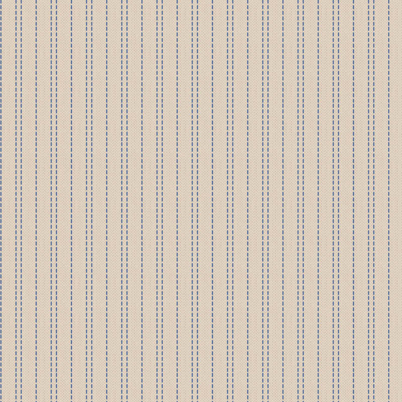 Pattern Seamstripe Blue (160060/1.5.9): A textured woven fabric with a subtle stripe effect, perfect for adding rustic charm from The Tilda "Creating Memories" Summer & Ocean Blues collection is designed by Tone Finnanger, featuring a curated selection of 16 fabrics (a mix of prints and wovens) inspired by the sea and summer days. The collection emphasizes blues, white, and hints of ginger/saffron, characterized by small-scale designs like ditsy flowers, stripes, and dots.
