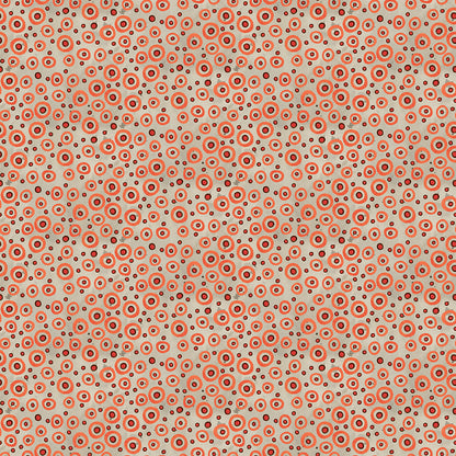 Fabric pattern Spooky Polka Dots (Black, Gray, Rusty Oak): A coordinating small-scale dot print  from The Spooky fabric collection by Teresa Kogut for Riley Blake Designs  is a whimsical, folk-art-inspired Halloween line featuring ghosts, cats, pumpkins, and a haunted aesthetic in a palette of tombstone gray, rusty oak, green, black, and orange.