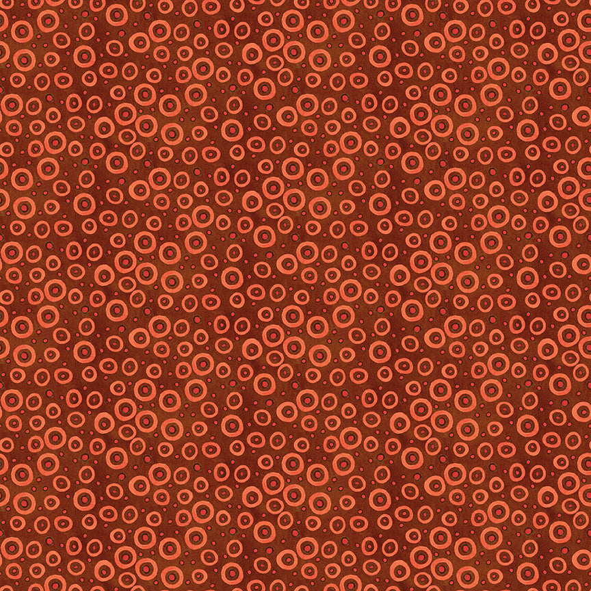 Fabric pattern Spooky Polka Dots (Black, Gray, Rusty Oak): A coordinating small-scale dot print  from The Spooky fabric collection by Teresa Kogut for Riley Blake Designs  is a whimsical, folk-art-inspired Halloween line featuring ghosts, cats, pumpkins, and a haunted aesthetic in a palette of tombstone gray, rusty oak, green, black, and orange.