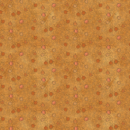 Fabric pattern Spooky Pumpkins (Gourd, Gray, Green): A scatter print of various sized pumpkins and gourds. from The Spooky fabric collection by Teresa Kogut for Riley Blake Designs  is a whimsical, folk-art-inspired Halloween line featuring ghosts, cats, pumpkins, and a haunted aesthetic in a palette of tombstone gray, rusty oak, green, black, and orange.