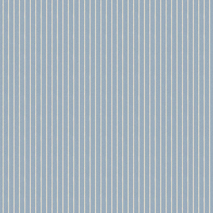 Pattern Stripe Blue (160068/1.5.9): A classic, thin vertical striped pattern in blue from The Tilda "Creating Memories" Summer & Ocean Blues collection is designed by Tone Finnanger, featuring a curated selection of 16 fabrics (a mix of prints and wovens) inspired by the sea and summer days. The collection emphasizes blues, white, and hints of ginger/saffron, characterized by small-scale designs like ditsy flowers, stripes, and dots.