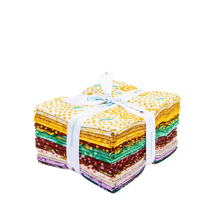 The Expressions Batiks - Ink & Nectar collection by Riley Blake Designs features authentic hand-dyed fabrics with double tjap designs. Known for their sophisticated texture, these cotton and rayon prints incorporate small pops of color over diverse background shades. These patterns frequently combine overlapping organic motifs like florals, leaves, and abstract line work onto these base colors.
- Fat quarter bundle includes 17 pieces.