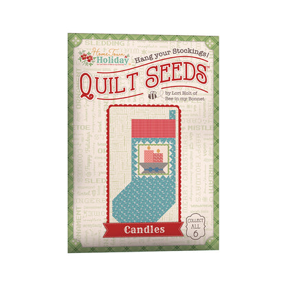 The Home Town Holiday Quilt Seeds™ Patterns by Lori Holt of Bee in my Bonnet is a pattern series for 6 different stocking quilt blocks. Each seed packet has instructions to make 1 block – all you have to do is add fabric. A paper pattern is included in each packet. No templates are required. Each block finishes at 22" x 40" and uses traditional piecing techniques.  Tutorial available You Tube Lori Holt  the Home Town Holiday Quilt Seeds™   Seed packet size is approximately 6 1/2" x 9 1/2".