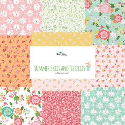 The Summer Skies and Fireflies Collection by Gracey Larson for Riley Blake Designs is inspired by nostalgic, warm summer evenings. The fabric line captures the charm of twinkling stars, picnic lunches, and fireflies dancing at dusk 