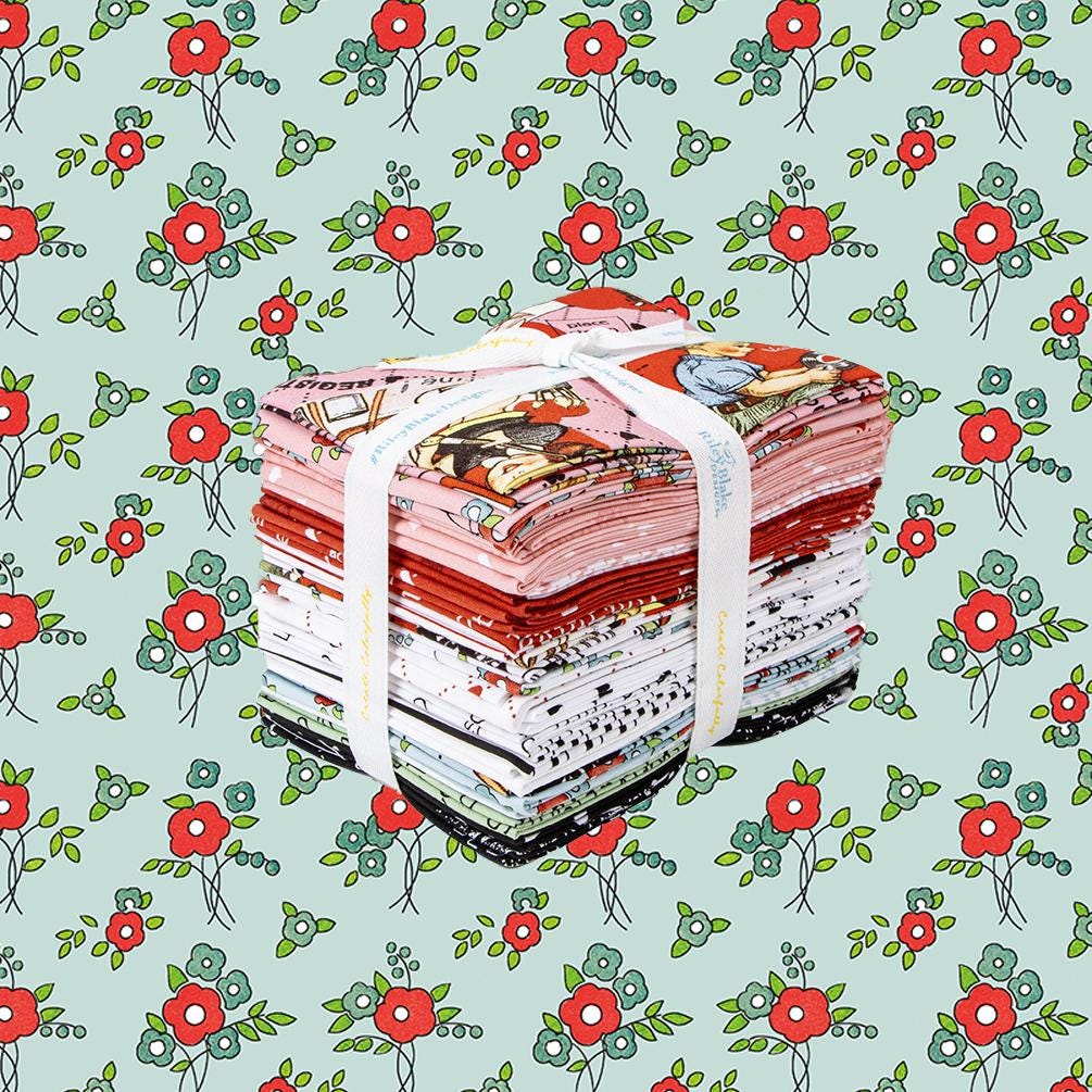 This Fat Quarter precut bundle includes 25 pieces from the Take Heart collection by J. Wecker Frisch for Riley Blake Designs.
