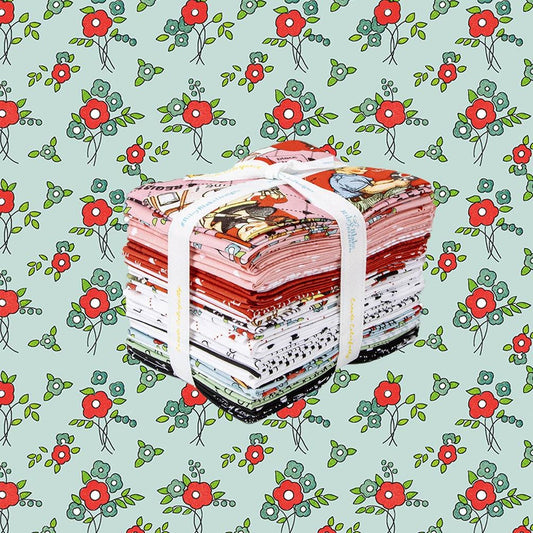 This Fat Quarter precut bundle includes 25 pieces from the Take Heart collection by J. Wecker Frisch for Riley Blake Designs.