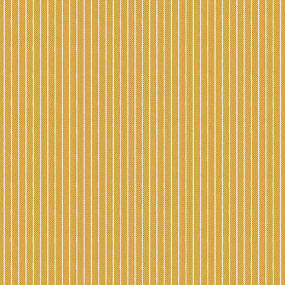 The Tilda fabric Creating Memories Spring fabric collection features this pattern Stripe Yellow, a design characterized by slender white lines on a bright yellow background. Part of the "Spring and Easter Pastels" colorway this woven fabric is intended as a versatile basic for quilting and seasonal crafts. 