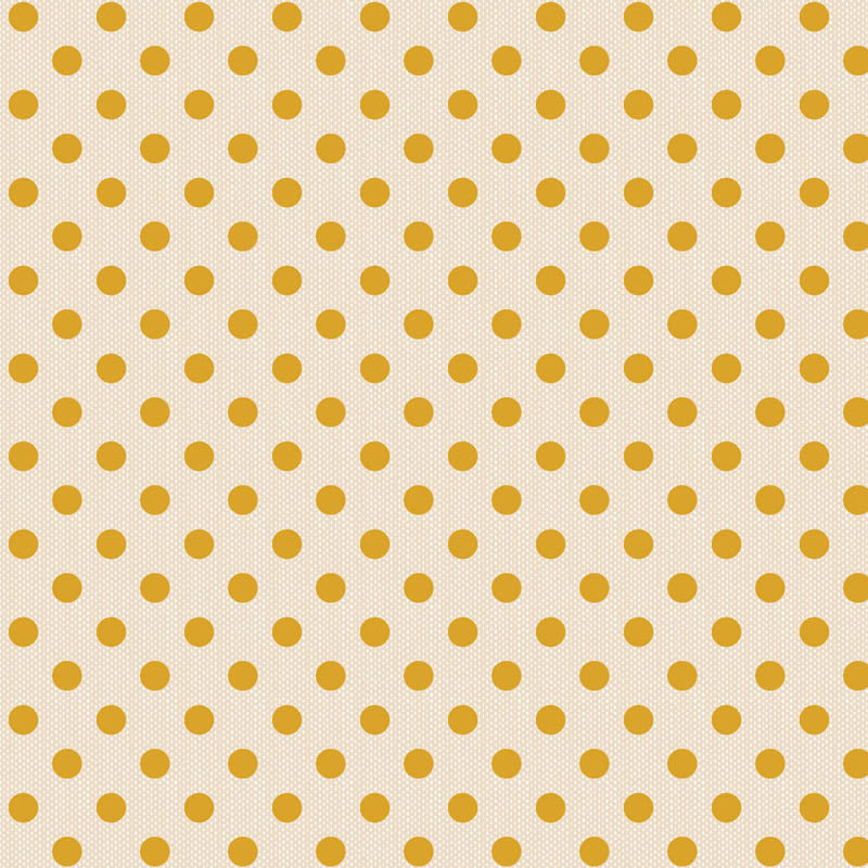The Tilda Fabric collection Creating Memories Spring, features the Polkadot Yellow print as a key seasonal basic. This fabric is a 100% cotton woven with small yellow polka dots set against a cream or off-white background, offering a soft, rustic texture. 