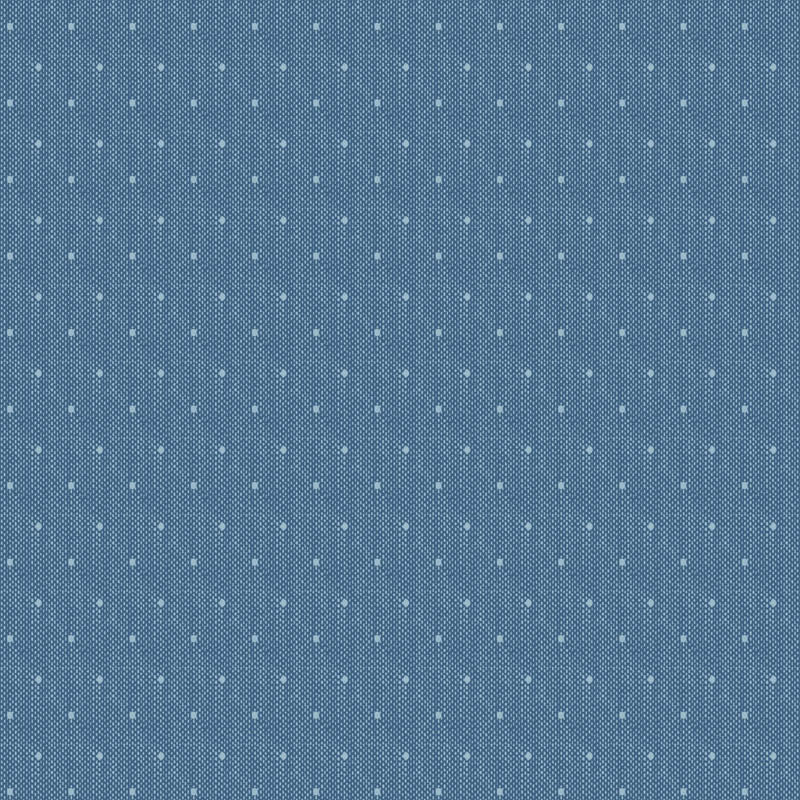 pattern Tiny Dot Blue (160067/1.5.9): A fundamental blender featuring very small, evenly spaced dots in a soft blue from The Tilda "Creating Memories" Summer & Ocean Blues collection is designed by Tone Finnanger, featuring a curated selection of 16 fabrics (a mix of prints and wovens) inspired by the sea and summer days. The collection emphasizes blues, white, and hints of ginger/saffron, characterized by small-scale designs like ditsy flowers, stripes, and dots.