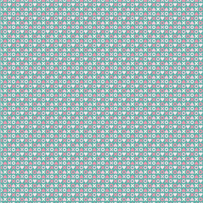 fabric pattern The XOXO Pattern features a charming, repeating typographic or geometric design of X's (for hugs) and O's (for kisses), perfectly capturing the "smitten" and romantic-vintage vibe of the The Smitten Chicken collection by Lori Woods for Poppie Cotton is a cheerful, countryside-inspired fabric line. It features a lively color palette of red, pink, aqua, and white. It is ideal for quilts, kitchen projects, tea towels, and aprons