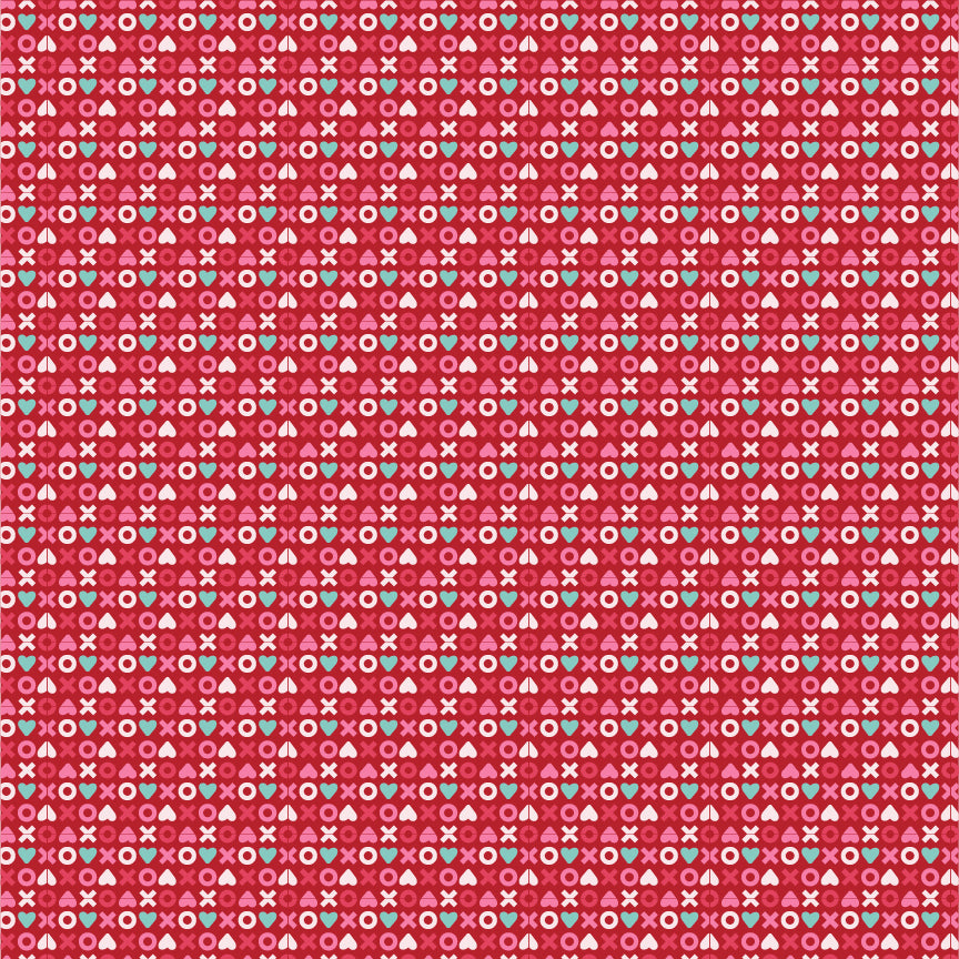 fabric pattern The XOXO Pattern features a charming, repeating typographic or geometric design of X's (for hugs) and O's (for kisses), perfectly capturing the "smitten" and romantic-vintage vibe of the The Smitten Chicken collection by Lori Woods for Poppie Cotton is a cheerful, countryside-inspired fabric line. It features a lively color palette of red, pink, aqua, and white. It is ideal for quilts, kitchen projects, tea towels, and aprons