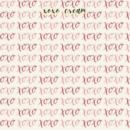 The Letters to Cupid fabric collection, the XoXo creme pattern features red and pink XO's on a creme colored background. This 100% cotton quilting fabric is 43"/44" wide and is suitable for quilting, apparel, and home decor.