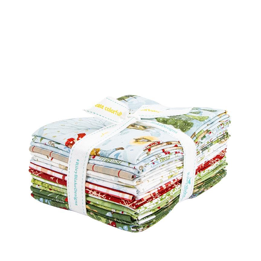 Fabric Christmas PRECUTS: Fat Qrtr Bundle Collection Santas Tree Farm from Riley Blake