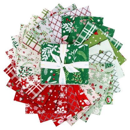 Fabric Christmas PRECUTS: Fat Qtr Bundle Mistletoe & Holly Riley Blake